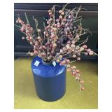 Metal blue enamel container with screw on top