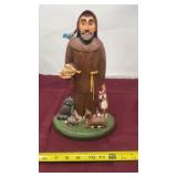 Folk art ceramic Saint Francis with animals, R