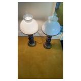 Two Electric hurricane lamps one needs a bulb
