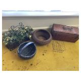 Old hand, weave baskets, metal basket, and