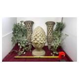 Pinecone garden art with wall hangings with