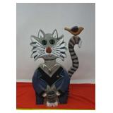 Hand Carved & Painted Folk Art Cat