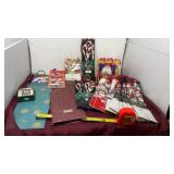 Assortment of unused gift bags, mostly Christmas