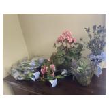 Artificial flowers, some by RAZ8 swags geraniums