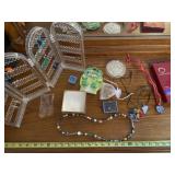 Jewelry polishing cloths, earring holder, ring