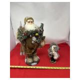 Grandeur Noel Fabric Santa on wood base.