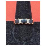 14k Yellow Gold Onyx & Diamond Ring Size 11.5,