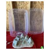 Light up Christmas scene in tote with lid.