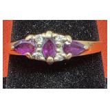 14k Yellow Gold Ruby  & Diamond Ring