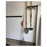 Orange flag, rake, Masterforce shovel and True