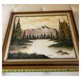 1984 hand painted framed canvas by Donna