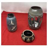 Handmade pottery vases, includes Faye Pottery
