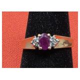 14k Yellow Gold Ruby & Diamond Ring Size 8 3.25g