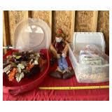 Fall wreath with tote and tote with lid full of