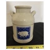 Ceramic glazed pig canister.,