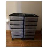 Two roll around storage cabinets.