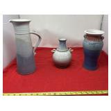 Handmade pottery vases and pitcher