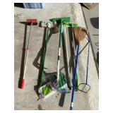 Brooms, mops and rv washer.