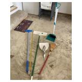 Small broom and dust pan with dry mops.