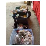 Four totes with lids full of Fall and Haloween