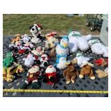 Beanie babies and plush stuffed animal with tote