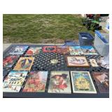 Christmas books, snowman and tote with lid.