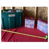 Totes with lids and full of Christmas ornaments