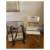 EZ Adjust bed rail and shower chair.