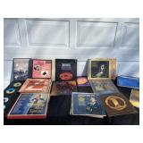 Tote with lid full of records one brsoke