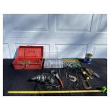 Electric drill, tool boxes, sockets and