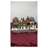 lighted miniature Christmas village display