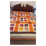 Handmade fall quilt96x80- small rip