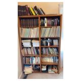 Hymnals, books, scripture, oak book shelf