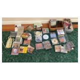 CDs, mostly religious Phone, wicker basket,