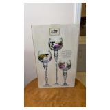 Vintage hand painted crackle glass hurricanes