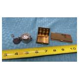 Brass card holder pill box tea strainer