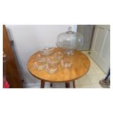 Pyrex mixing bowl, cake plate and cover, custard