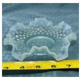 Fenton Art Glass Blue Opalescent Hobnail Ruffled