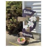 Easter sign and basket.
