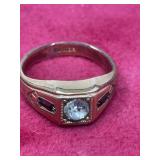 14 karat 1/20 gold plate ring with rhinestones