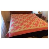 Hand sewn quilt with stain and small rip 80x84