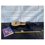 Roy Clark guitar book, tuner and carry case. Pat