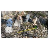 Outdoor dog, figurines, resin, and ceramic