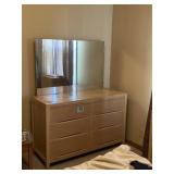 Natural wood 6 drawer with mirror measures 48