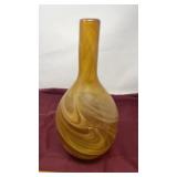 Butterscotch Swirl Art Glass Vase Hand Blown 14