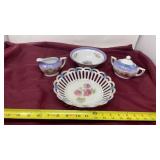 Porcelain bowls, creamer, and sugar, Germany, and
