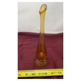 Fenton? Amber Hobnail Swung Bud Vase,