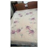 Purple iris homemade quilt 72 x 84 with pink back