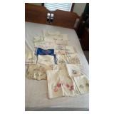 Hand, stitch and embroidered kitchen towels,