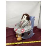 Handmade doll with rocking chair.
